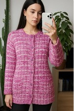 Rosa lange Strickjacke