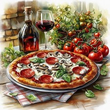 Wandbild küche pizza rustikal - küche,