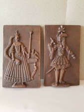 2 Antike Wand Relief Bilder fliesen aus Ton Adel- Könige?