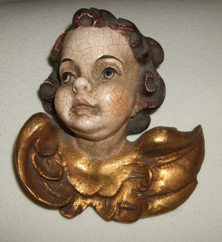 Antiker putto aus holz 12 - -,