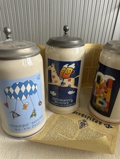 Oktoberfest Stein-Maßkrüge mit Zinndeckel Bierkrug 1 L