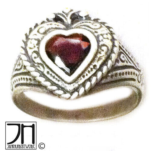 Silber ring granat herz - herz, silver