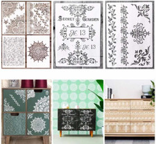 6 x Schablonen A4 Ornamente Set Nr. 220B Möbeldesign Textil Wandbordüre Mandala