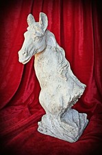 ❀ Pferdekopf Büste Zement 30 cm Kopf Statue Pferd Antik Garten Figur #GW
