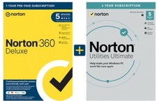 Norton 360 Deluxe + Utilities Ultimate, 5 Geräte - 1 Jahr, Blitzversand
