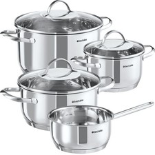 Kochtopfset 7-teilig Kochgeschirr Set Edelstahl Topfset Deckel Induktion Töpfe