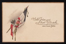Beste Wünsche zum neuen Jahr, Reichsflagge mit Wappen Dresden 31.12.1916