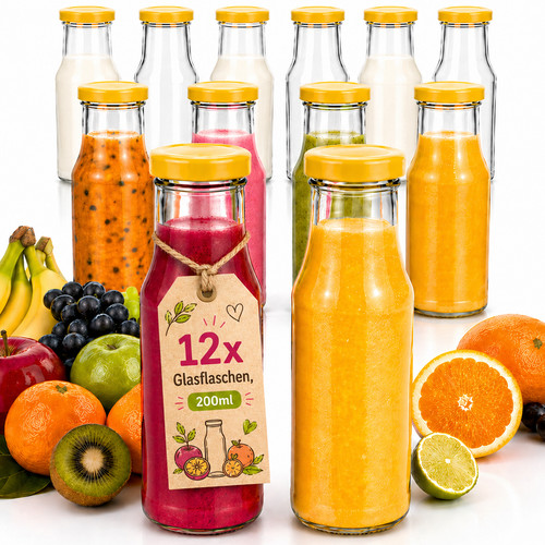 12x glasflaschen 200ml mit - glasflaschen,