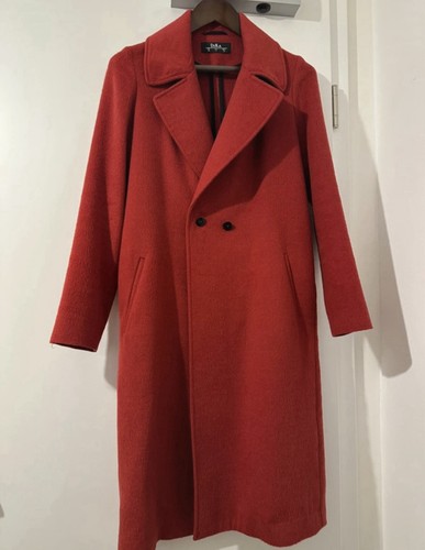 Dika damen wollmantel rot lang - wollmantel,