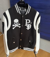 College Jacke Philipp Plein ,Leder Ärmel Gr XL