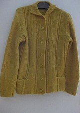 Strickjacke - Größe: 38 - Cardigan - Handarbeit - Gelb - Feinstrick