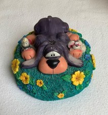 Diddl Spardose mit Hund auf Blumenwiese Wiese Blumen Retro 90er Jahre Vintage