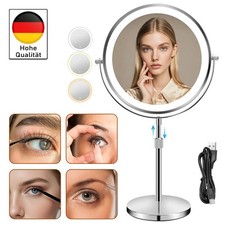 1X/10X Akku Kosmetikspiegel Mit Touch LED Licht Rund 360° Drehbar Schminkspiegel