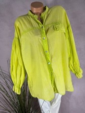 leichte oversize BLUSE Ballonärmel Perlmuttknöpfe  Italy LIME 38 40 42 44