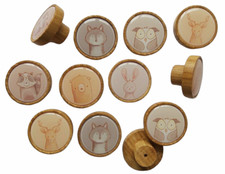 6er SET Holzknöpfe Tiere