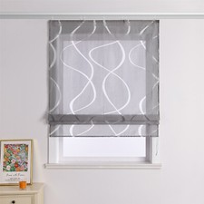 Transparent Raffrollo Ausbrenner Raffgardine Klettband Küchengardine Modern Weiß