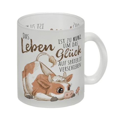 Kuh glas tasse mit spruch - glas,