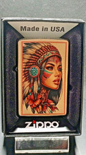 Zippo /  ein original Zippo aus der Gold-Case Fan Edition / Indian Squaw