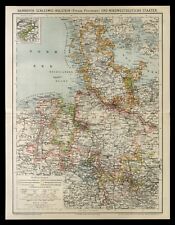 Original Lithographie Tafel 1884 Norddeutschland Landkarte old map