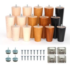 4x Holzmöbel konische runde Beine Füße für Sofa Hocker Schrank [ARLOV]