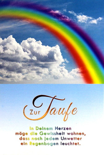 Grußkarte taufe regenbogen - grußkarte,