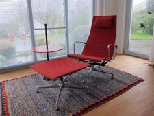 VITRA Eames Lounge chair EA 124 mi Hocker EA 125 Gestell verchromt Bezug Hopsak