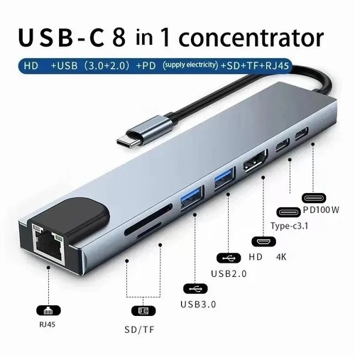 Usb hub 1 adapter - 8-in-1,