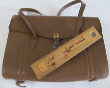 Schulranzen Schultasche m. alter Griffelbox, Ranzen, Ledertasche, Schultergurte