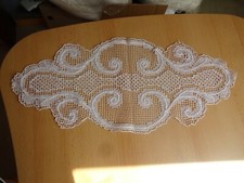 Filet feine Spitze Netz Nadelspitze Mitteldecke Handarbeit weiß oval 55X24 cm