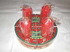 Weihnachtsgeschirr:4 OVP neue Kerzenhalter mit Kerzen-AHORNBLATT-Merry Christmas