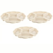 ENGELLAND 3 x Servierplatte Snackschale Schale Vorspeisenteiler 5 Fächer Beige