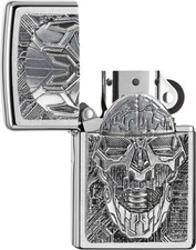 ZIPPO - BENZIN - FEUERZEUG - TECHNIK SKULL - TRICK - EMBLEM - CHROM - NEU OVP  -