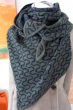 MALA ALISHA - Schal - Dreiecktuch - Wolle/Cashmere Mix - BLAU/GRAU - Wunderschön