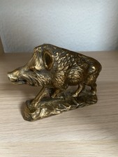 Wildschwein Keiler Skulptur Bronze Messing Massiv Schwer 12 Cm Hoch