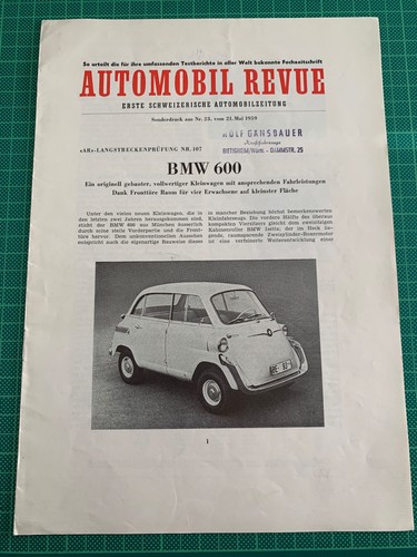 Automobil revue bmw 600 - automobil, erste