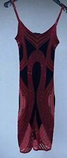 Nicowa Häkelkleid Gr XS/34 Schwarz-Rot mit Pailletten