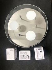 Briloner Deckenleuchte Nickel matt Glas Deckenlampe Gu10 Led 15W 1200lm Warm 25c