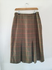 Vintage DAKS London Pure Wool Checked Midi Skirt UK 14 Made in Great Britain