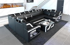 Wohnlandschaft Leder Sofa LED