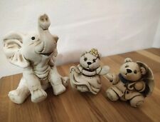 Elefant Bär Figur Set Gießkeramik Keramik Statue Deko Geschenk Dekoration