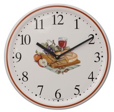 Küchenuhr Wanduhr Quarz-Uhr Wohnraumuhr Keramik-Uhr rund weiß Küche-Stillleben