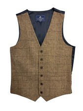 Brauner Tweed Herringbone Weste Wolle hellbrauner Anzug Spitzenblinder formelle Rennen