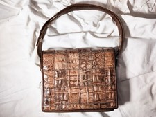 Kroko Tasche Krokodilleder Handtasche Schultertasche braun