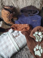 Bekleidungspaket 25/6 Jack Wolfskin 2 Jacken Mütze Schal Schuhe Gr. 128 Jungen 