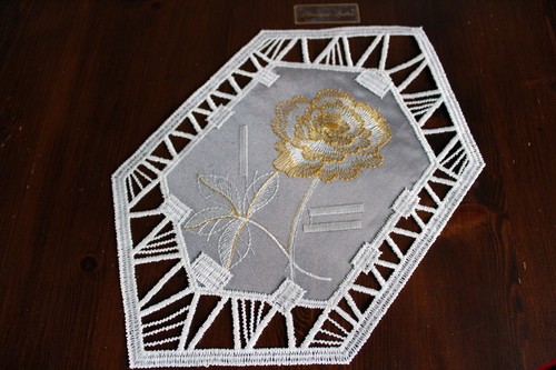 Fensterbild rose bestickt - rose, echt