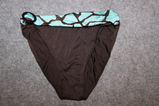BIKINI UNTERTEIL SLIP  GRÖSSE 38 BRAUN VORNE MIT TÜRKIS ZIER BAND SUNFLAIR