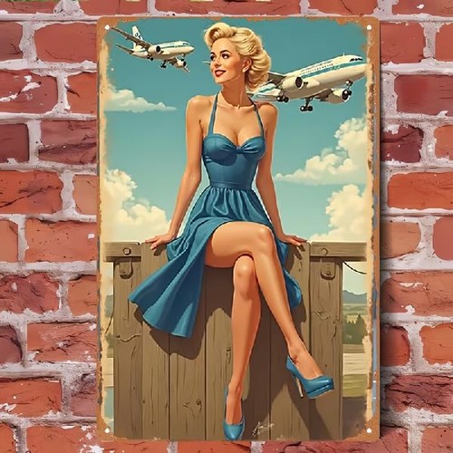 Blechschild pin girl - up,