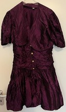 Abendkleid Cocktailkleid Taft Weinrot Gr 38 / 40 Crash Gerafft Glänzend Glatt