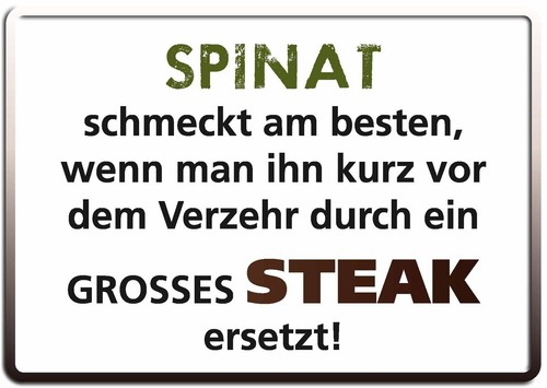 Spinat durch steak ersetzt - spinat,