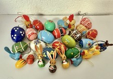 29 Teile Vintage Oster-Deko für Osterstrauss, Anhänger, Holz, Hasen, Eier, Vögel